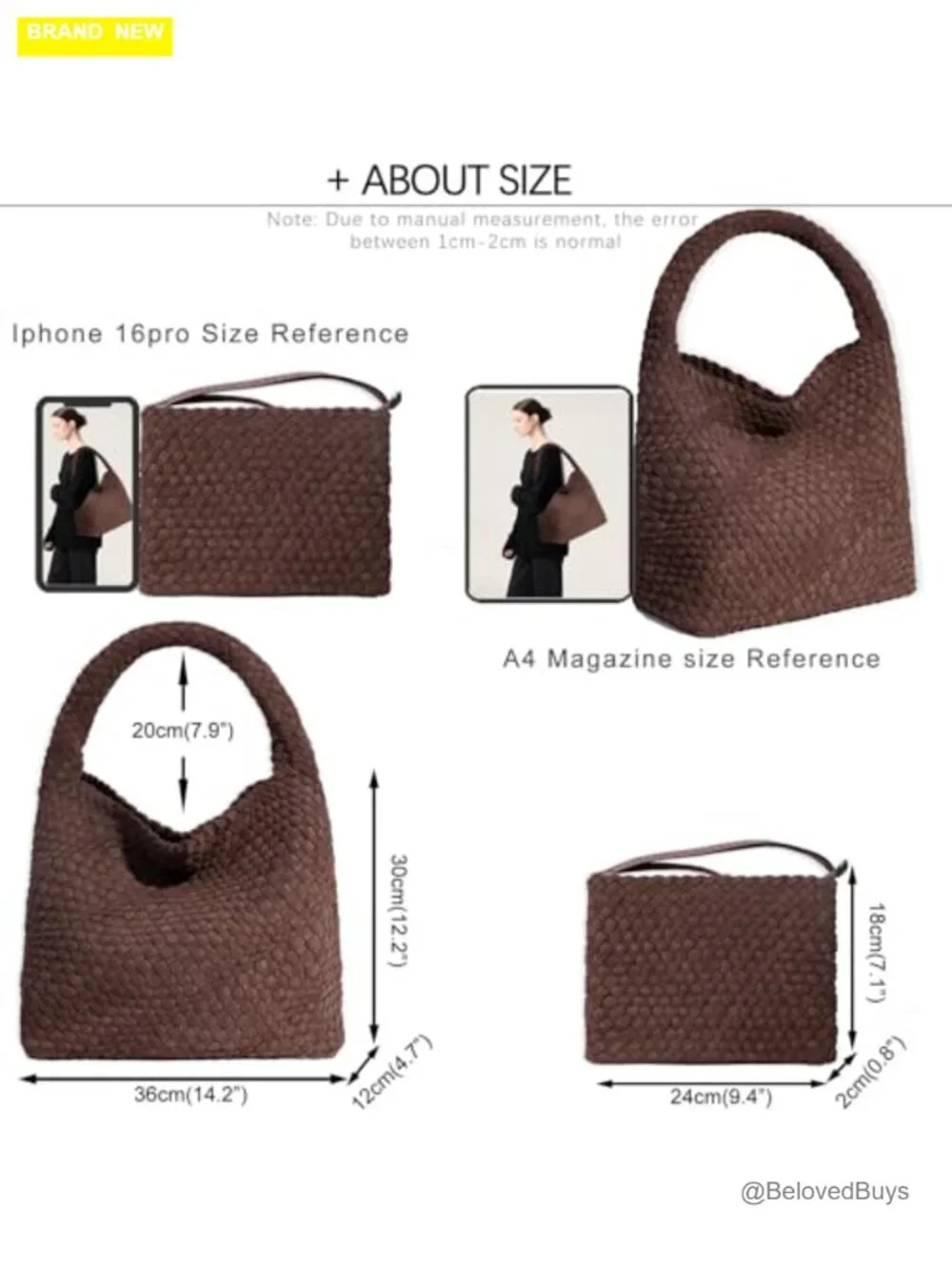 Handwoven Faux Suede Hobo Tote Bag with Adjustable Shoulder Strap